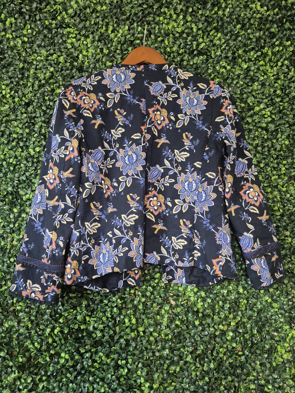 LOFT Navy Floral Embroidered Blazer - Picture 2 of 6